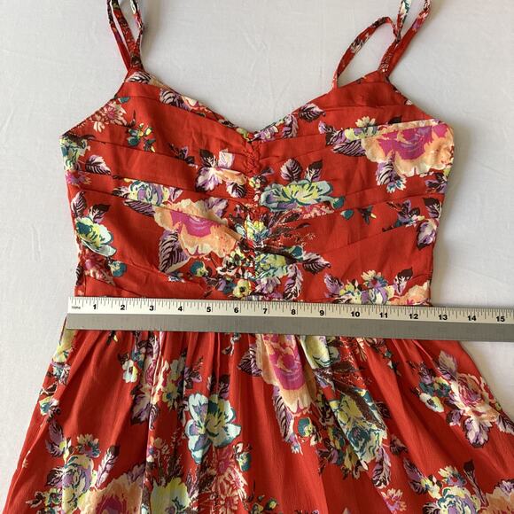 Roxy Women's XS Cottage Red Floral Smocked Mini Sundress Surf Skater Boho - Picture 9 of 12